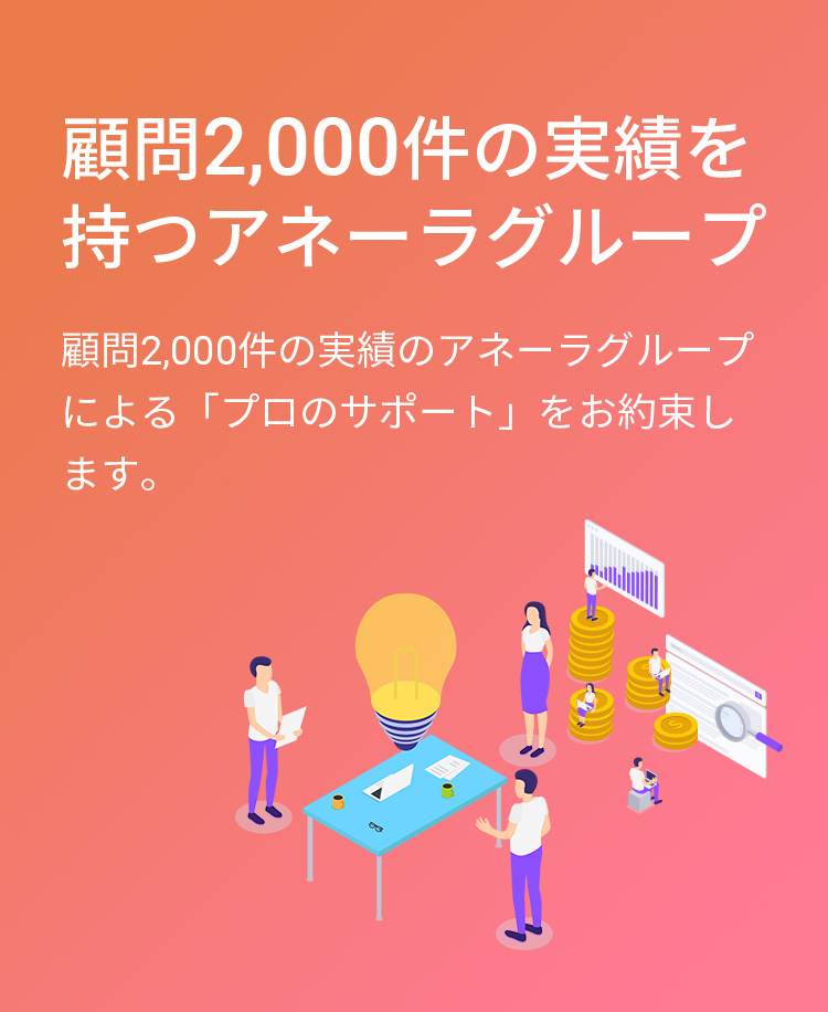 顧問2,000件の実績を持つアネーラグループ
